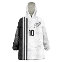 Custom New Zealand Football Wearable Blanket Hoodie Silver Fern and Maori Tribal Black White Half Sporty Style LT03 One Size Multicolor - Polynesian Pride