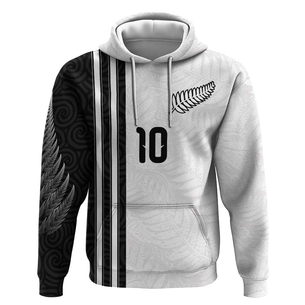 Custom New Zealand Football Zip Hoodie Silver Fern and Maori Tribal Black White Half Sporty Style LT03 Pullover Hoodie Multicolor - Polynesian Pride