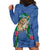 Hawaii Pikake and Maile Lei Hoodie Dress Honu Polynesian Pattern Blue Color