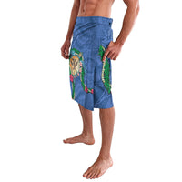 Hawaii Pikake and Maile Lei Lavalava Honu Polynesian Pattern Blue Color