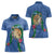 Hawaii Pikake and Maile Lei Women Polo Shirt Honu Polynesian Pattern Blue Color