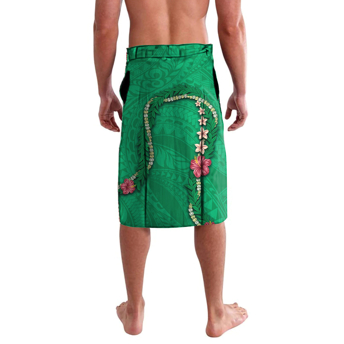 Hawaii Pikake and Maile Lei Lavalava Honu Polynesian Pattern Green Color