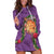 Hawaii Pikake and Maile Lei Hoodie Dress Honu Polynesian Pattern Pink Color