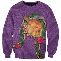 Hawaii Pikake and Maile Lei Sweatshirt Honu Polynesian Pattern Pink Color