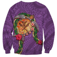 Hawaii Pikake and Maile Lei Sweatshirt Honu Polynesian Pattern Pink Color
