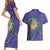 Hawaii Pikake and Maile Lei Couples Matching Short Sleeve Bodycon Dress and Hawaiian Shirt Honu Polynesian Pattern Purple Color