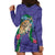 Hawaii Pikake and Maile Lei Hoodie Dress Honu Polynesian Pattern Purple Color