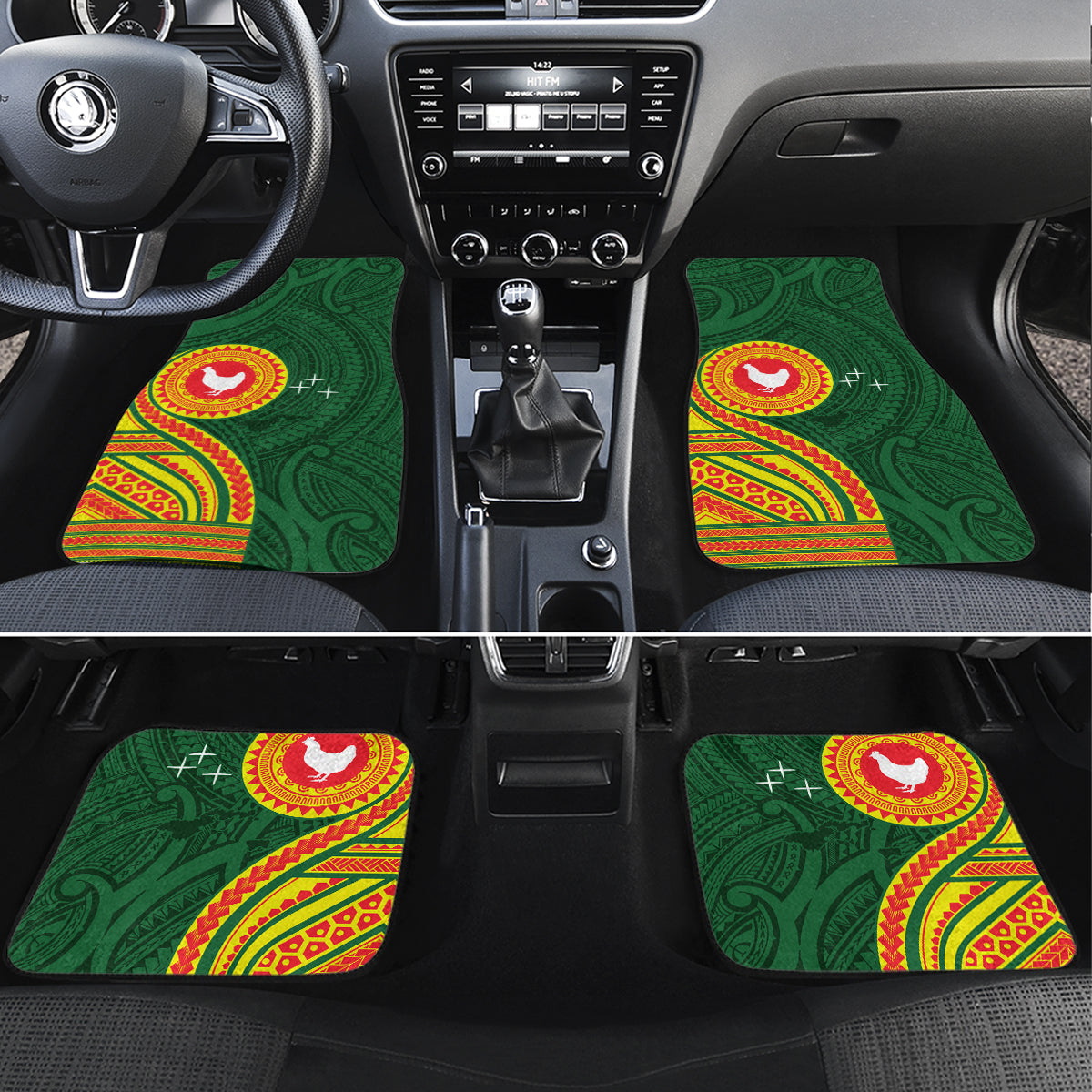 Manu'a Cession Day Car Mats Polynesian Pattern LT03 Set 4pcs Green - Polynesian Pride