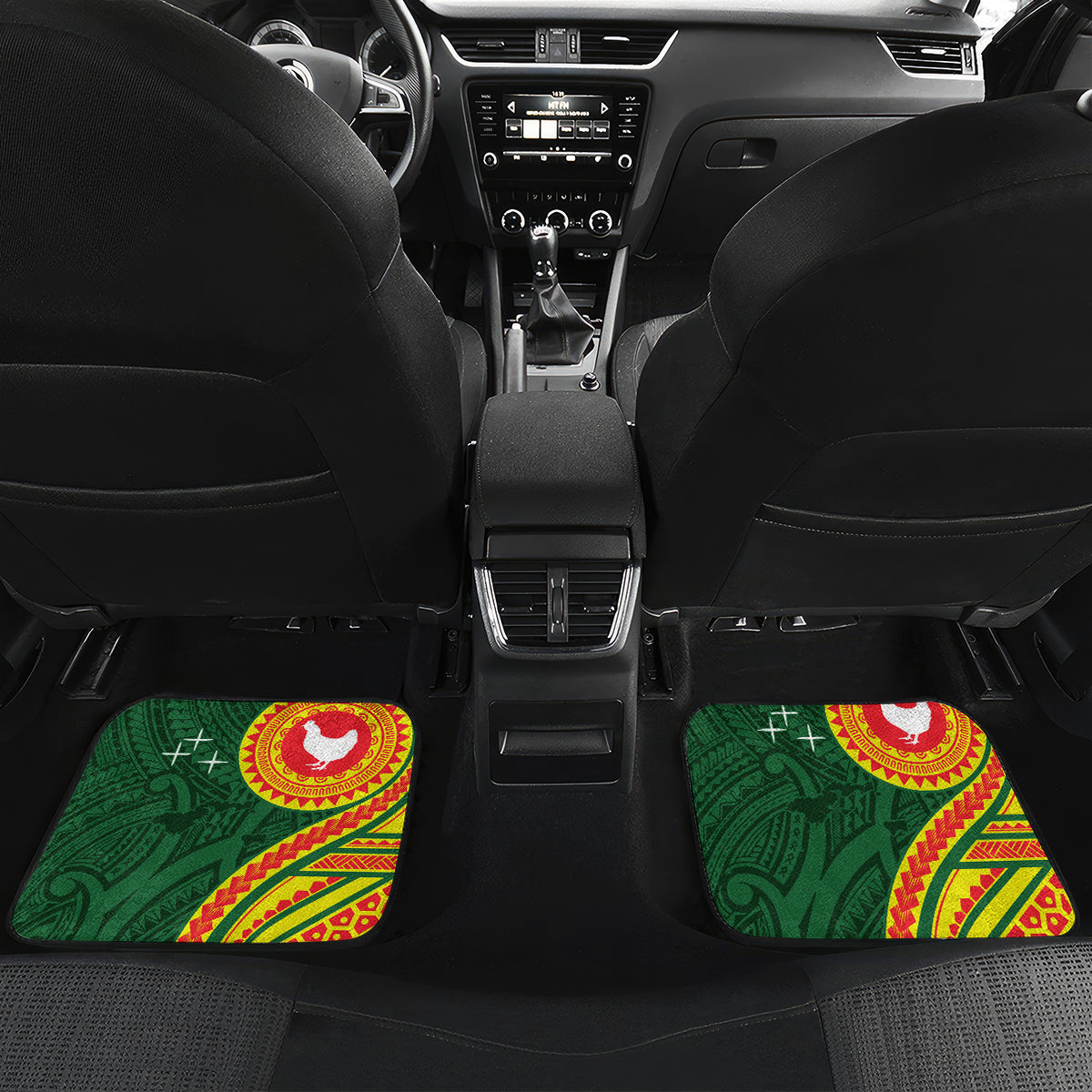 Manu'a Cession Day Car Mats Polynesian Pattern LT03 Set 2pcs - Back Green - Polynesian Pride