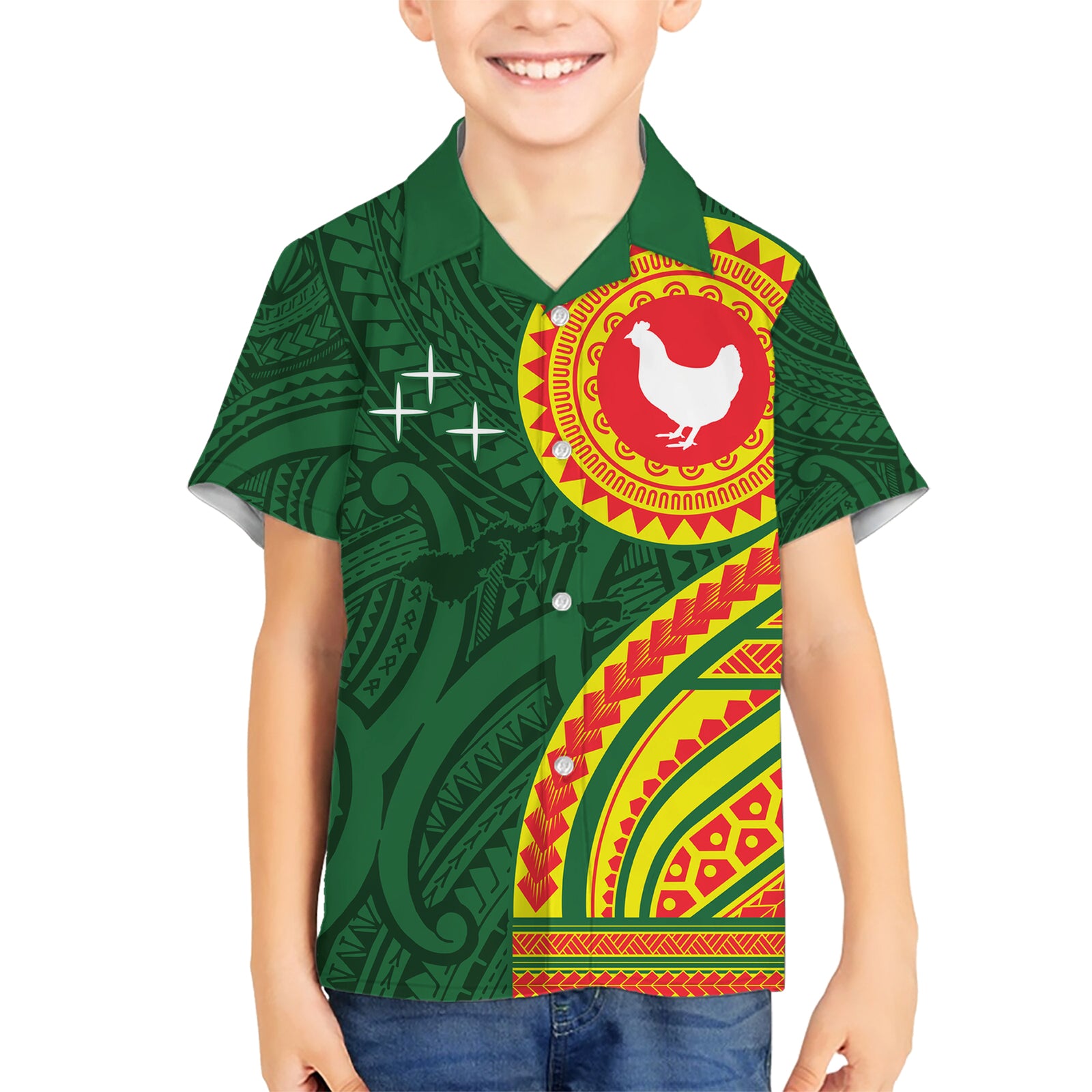 Manu'a Cession Day Kid Hawaiian Shirt Polynesian Pattern LT03 Kid Green - Polynesian Pride