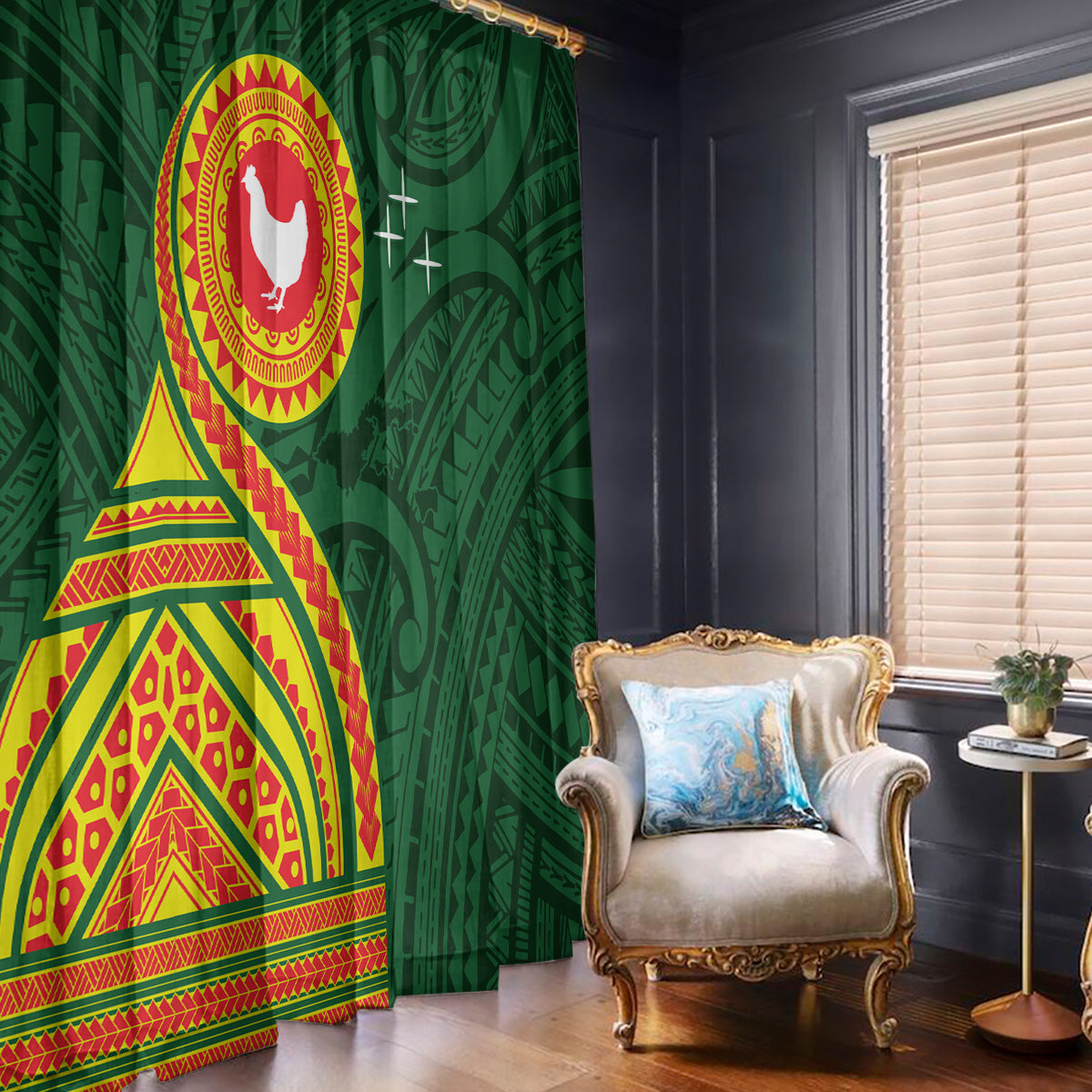 Manu'a Cession Day Window Curtain Polynesian Pattern