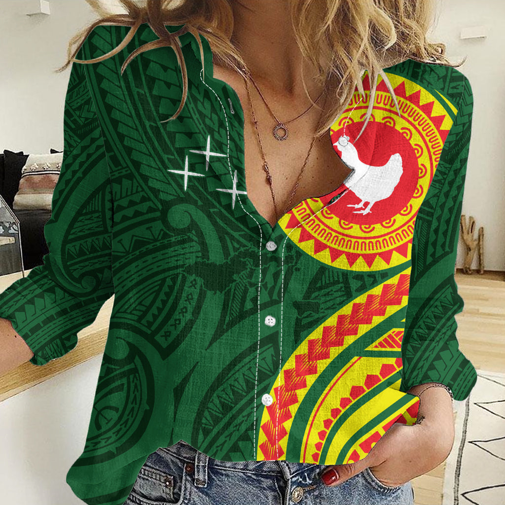 Manu'a Cession Day Women Casual Shirt Polynesian Pattern LT03 Female Green - Polynesian Pride