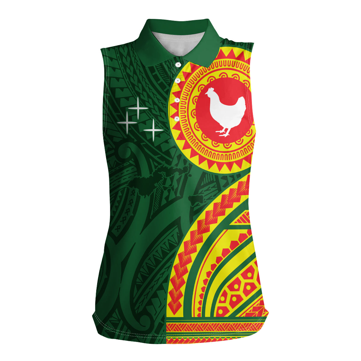 Manu'a Cession Day Women Sleeveless Polo Shirt Polynesian Pattern LT03 Female Green - Polynesian Pride