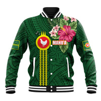 Manu'a Cession Day 120th Anniversary Baseball Jacket Polynesian Pattern and Hibiscus Flower