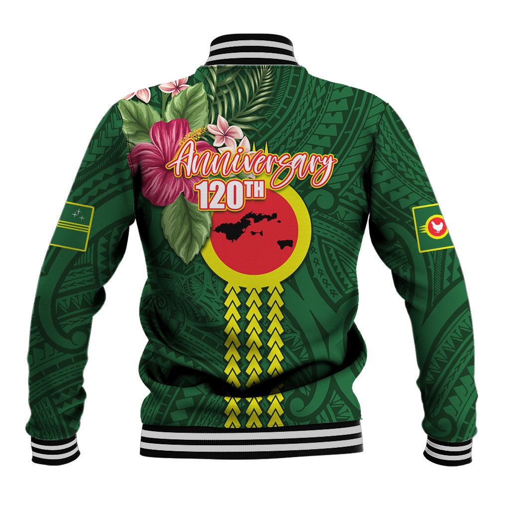 Manu'a Cession Day 120th Anniversary Baseball Jacket Polynesian Pattern and Hibiscus Flower
