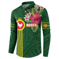 Manu'a Cession Day 120th Anniversary Button Sweatshirt Polynesian Pattern and Hibiscus Flower