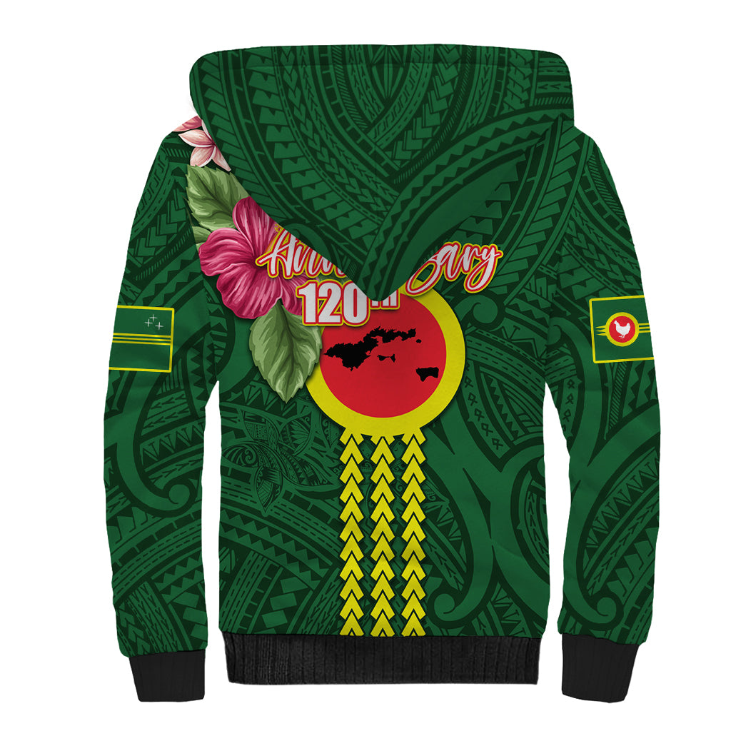 Manu'a Cession Day 120th Anniversary Sherpa Hoodie Polynesian Pattern and Hibiscus Flower