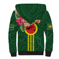 Manu'a Cession Day 120th Anniversary Sherpa Hoodie Polynesian Pattern and Hibiscus Flower