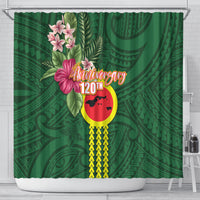 Manu'a Cession Day 120th Anniversary Shower Curtain Polynesian Pattern and Hibiscus Flower
