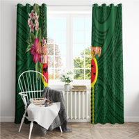 Manu'a Cession Day 120th Anniversary Window Curtain Polynesian Pattern and Hibiscus Flower