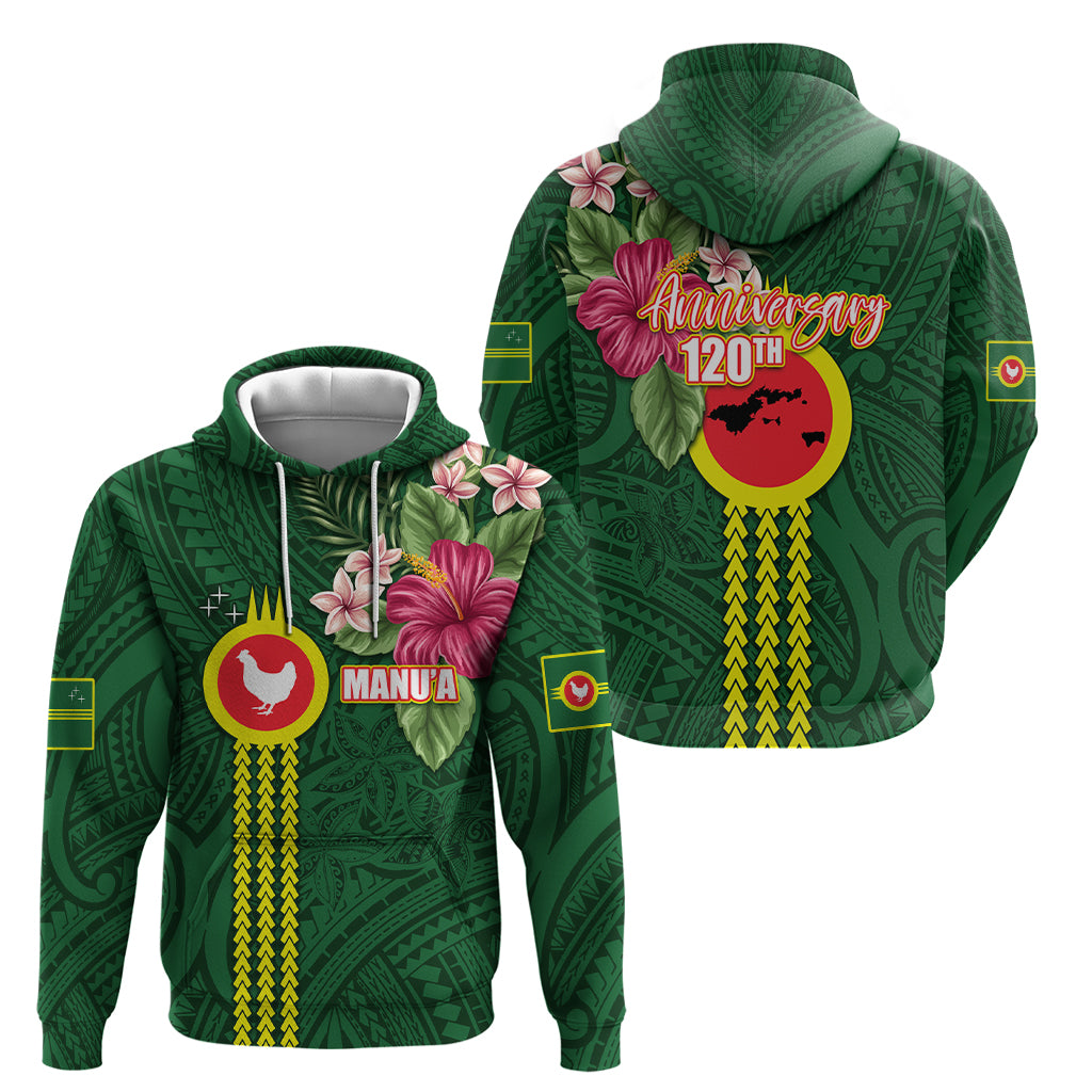Manu'a Cession Day 120th Anniversary Zip Hoodie Polynesian Pattern and Hibiscus Flower