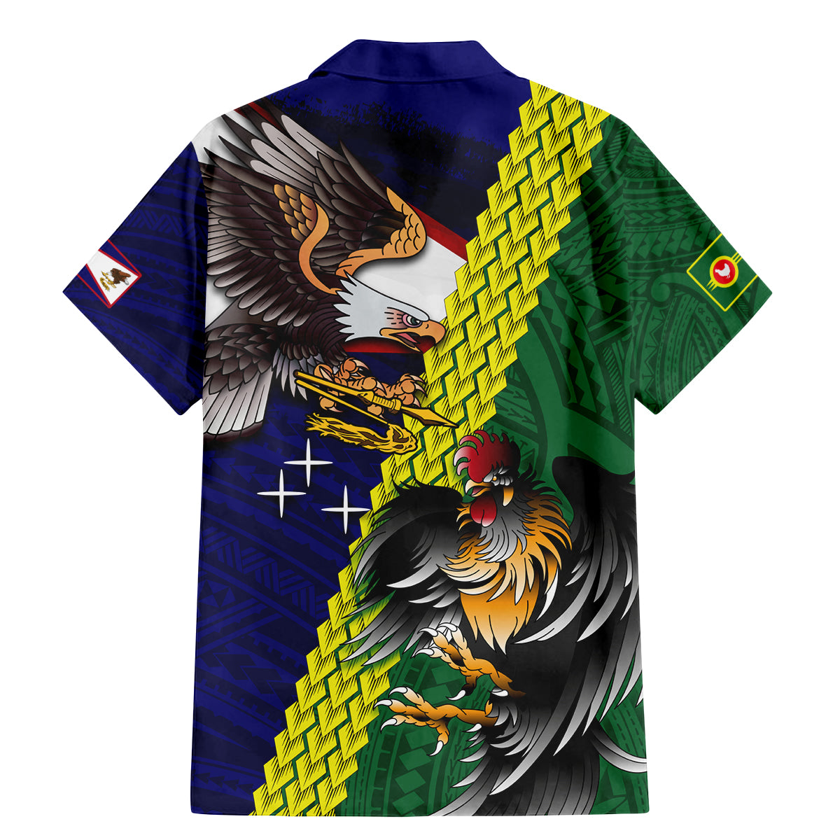 Manu'a Island and American Samoa Family Matching Mermaid Dress and Hawaiian Shirt Rooster and Eagle Mascot