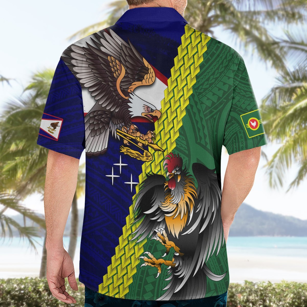 Manu'a Island and American Samoa Hawaiian Shirt Rooster and Eagle Mascot LT03 - Polynesian Pride