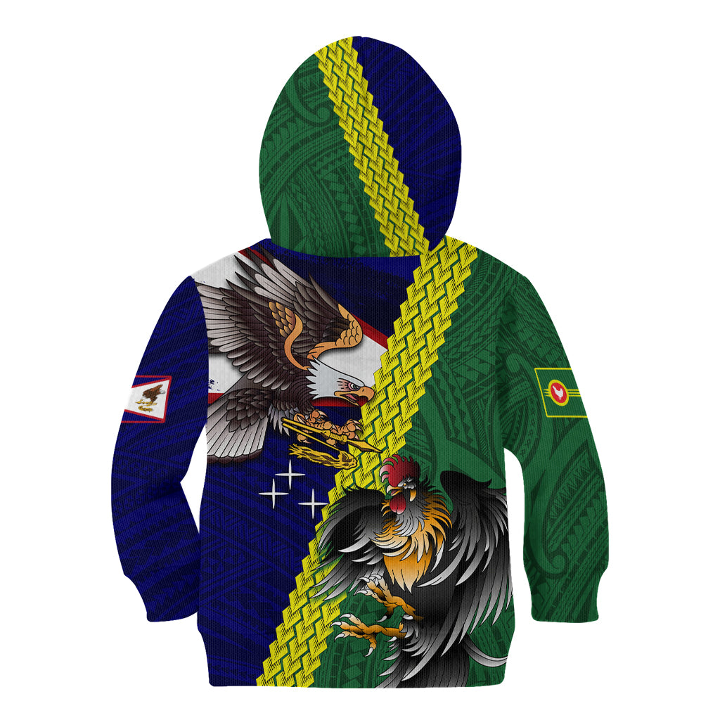 Manu'a Island and American Samoa Kid Hoodie Rooster and Eagle Mascot
