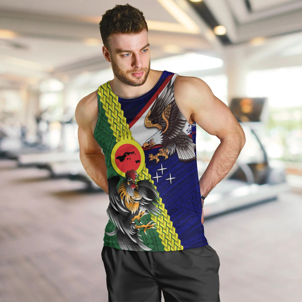 Manu'a Island and American Samoa Men Tank Top Rooster and Eagle Mascot LT03 Green - Polynesian Pride