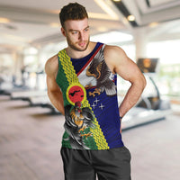 Manu'a Island and American Samoa Men Tank Top Rooster and Eagle Mascot LT03 Green - Polynesian Pride