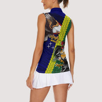 Manu'a Island and American Samoa Women Sleeveless Polo Shirt Rooster and Eagle Mascot