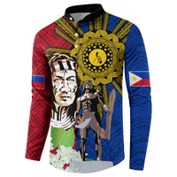 Philippines Lapu-Lapu Button Sweatshirt Filipino Sun Tattoo With Yakan Pattern