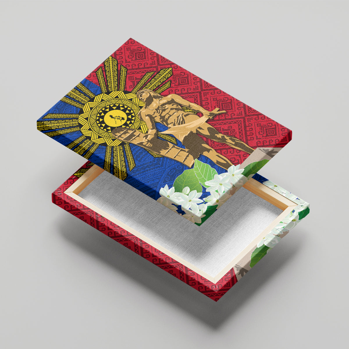 Philippines Lapu Lapu King Jasmine Flowers Canvas Wall Art Filipino Sun Tattoo