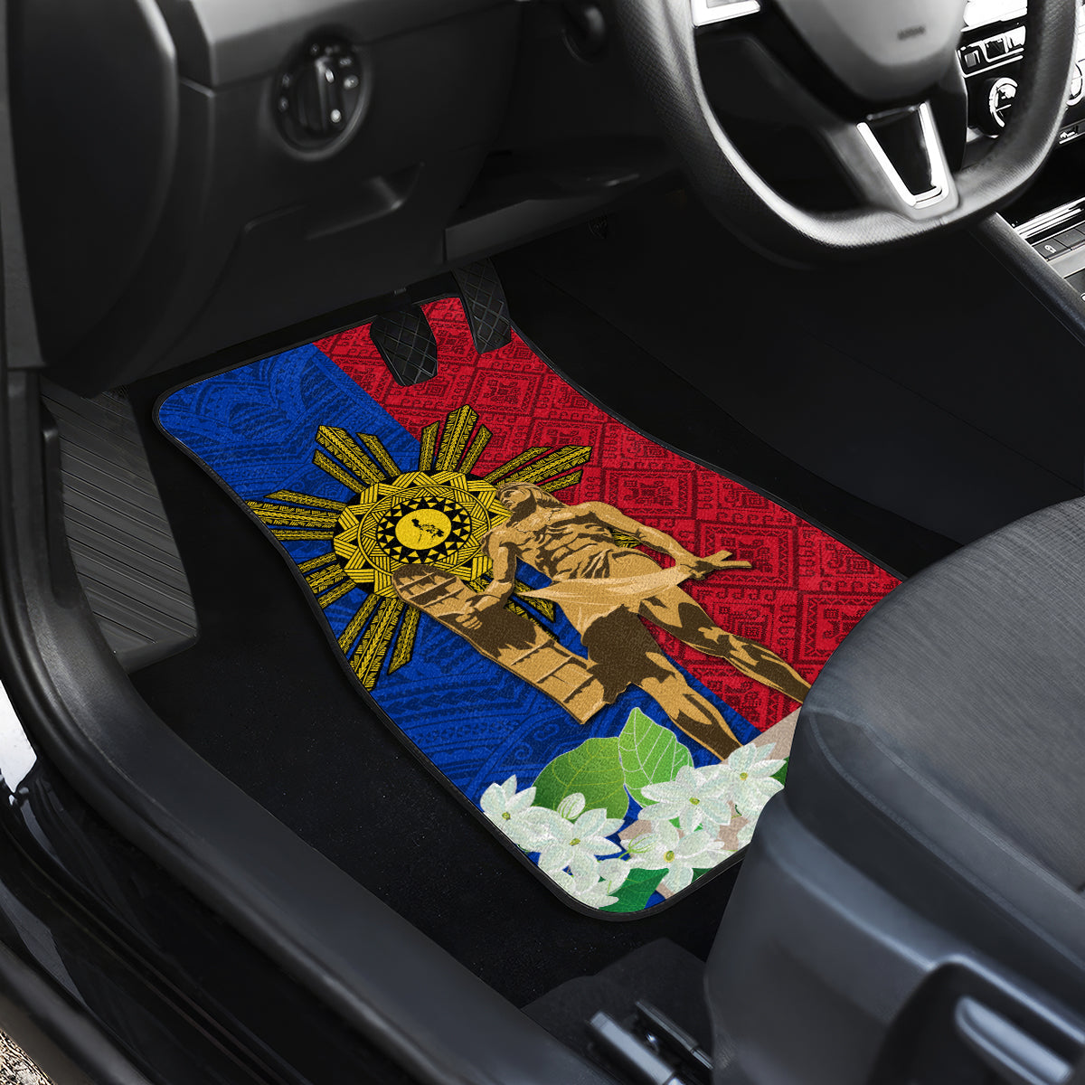 Philippines Lapu Lapu King Jasmine Flowers Car Mats Filipino Sun Tattoo