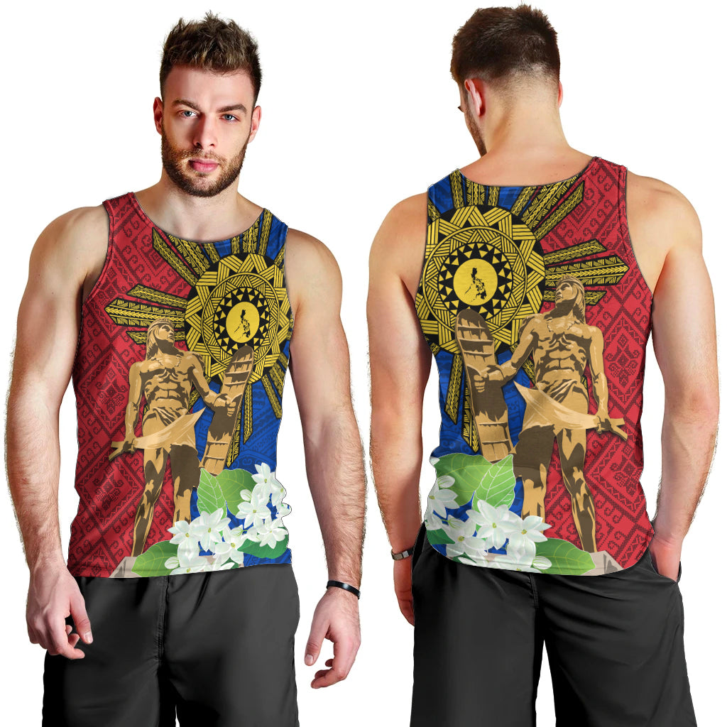 Philippines Lapu Lapu King Jasmine Flowers Men Tank Top Filipino Sun Tattoo