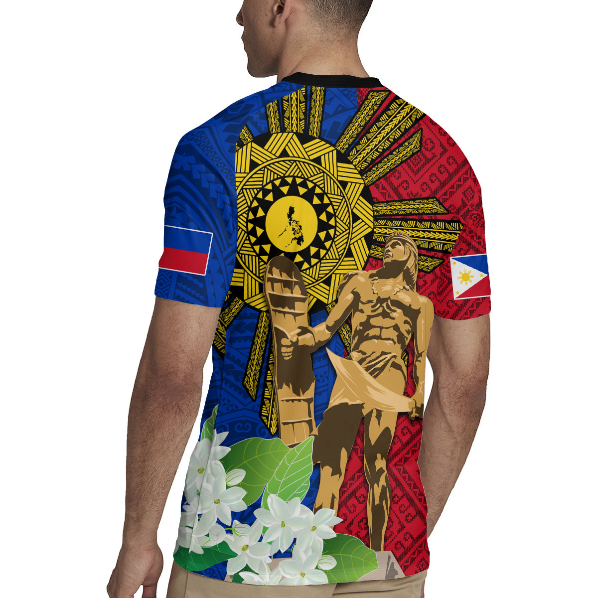 Philippines Lapu Lapu King Jasmine Flowers Rugby Jersey Filipino Sun Tattoo