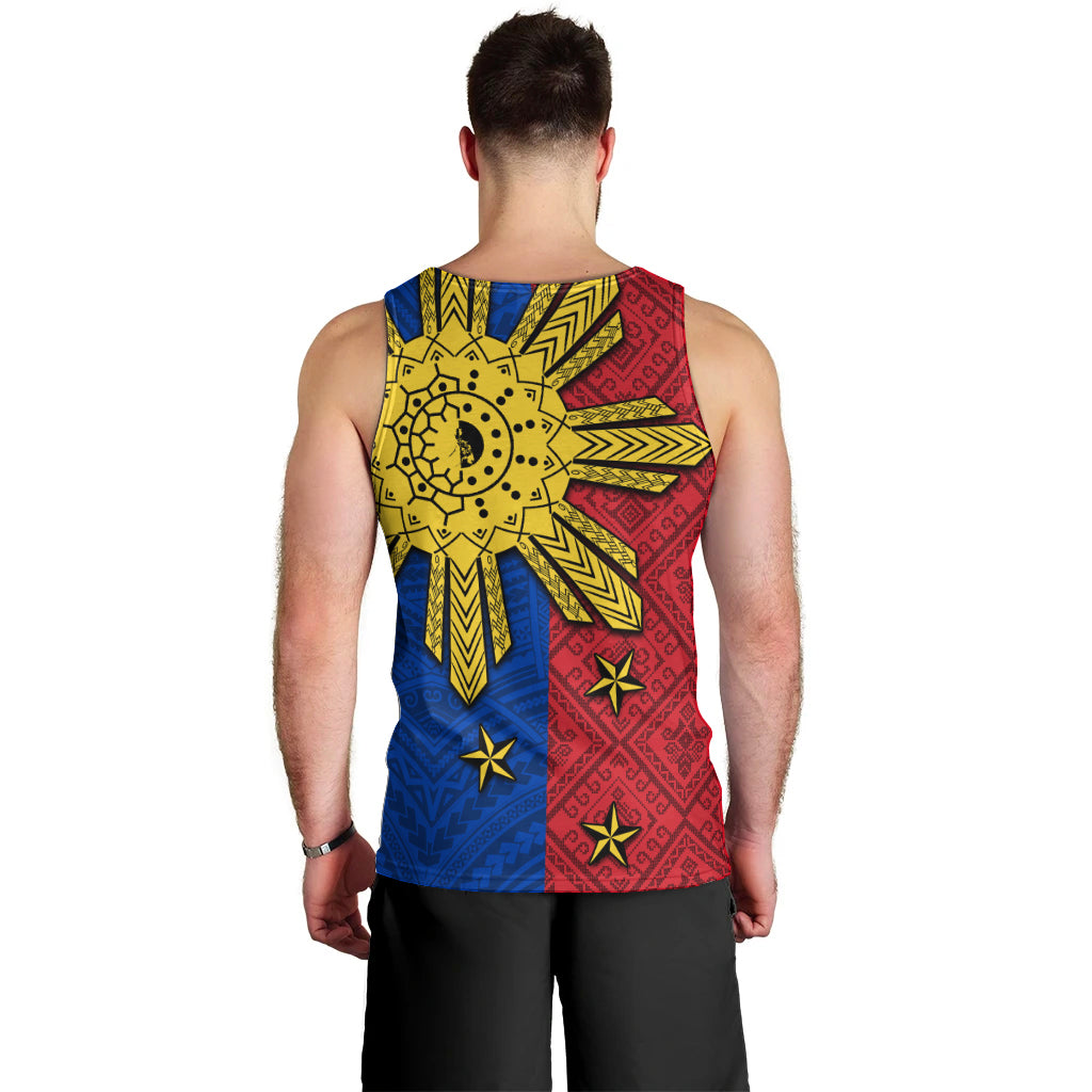 Philippines Sun Batok Tattoo Men Tank Top Polynesian and Yakan Pattern