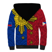 Philippines Sun Batok Tattoo Sherpa Hoodie Polynesian and Yakan Pattern