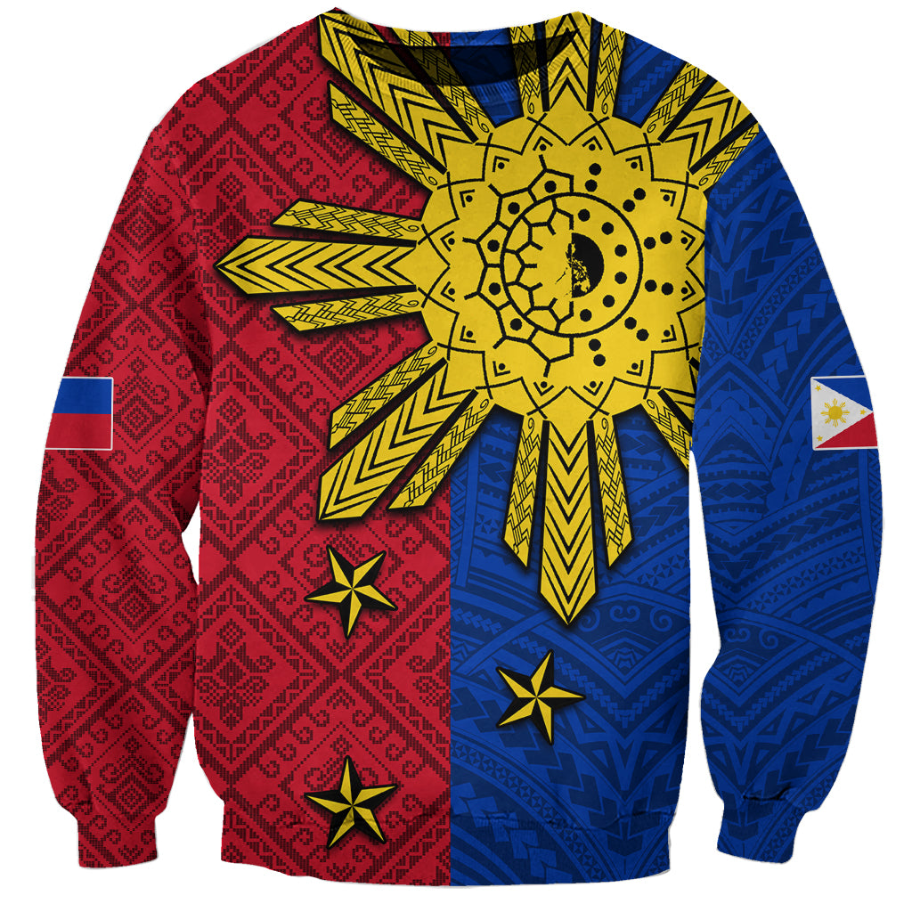Philippines Sun Batok Tattoo Sweatshirt Polynesian and Yakan Pattern