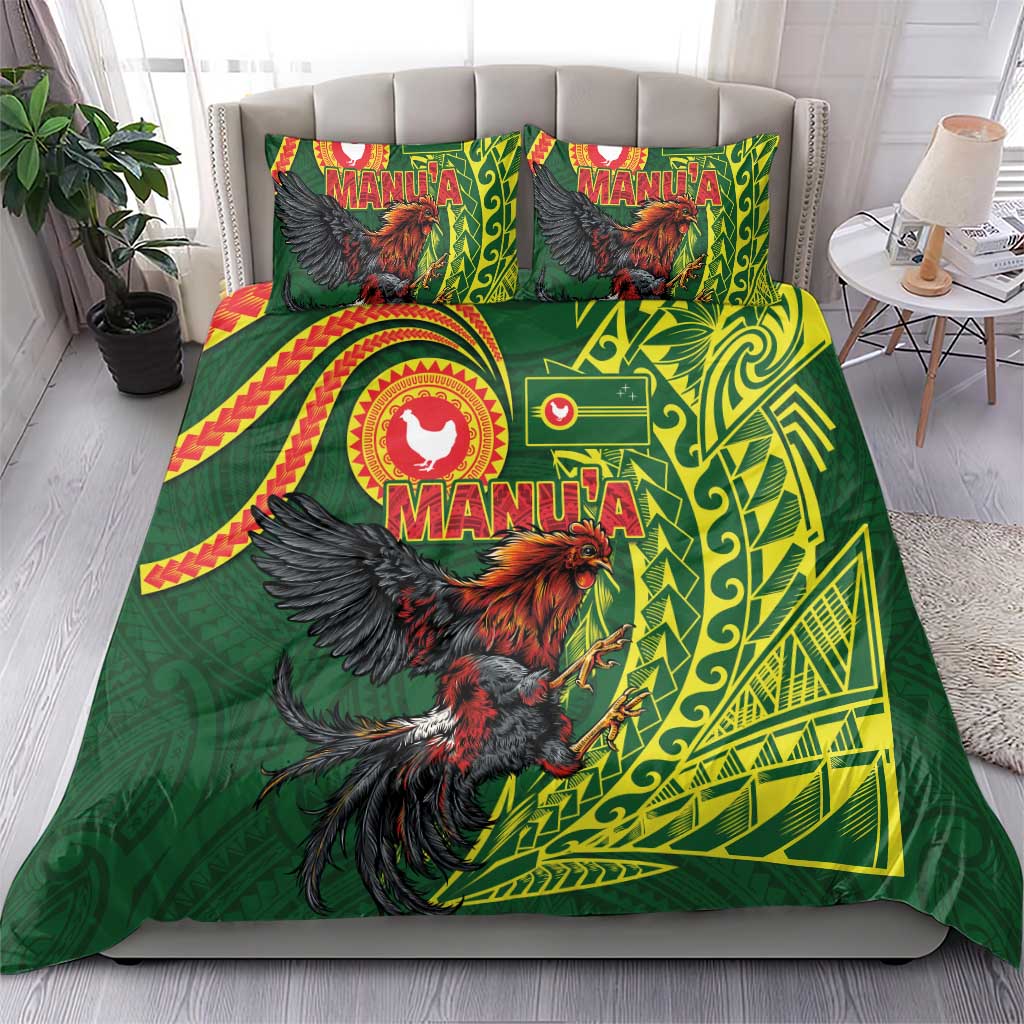 Proud of Manu'a Islands Bedding Set Rooster and Polynesian Art Wing Style