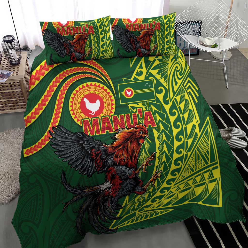 Proud of Manu'a Islands Bedding Set Rooster and Polynesian Art Wing Style