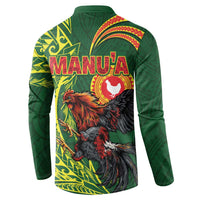 Proud of Manu'a Islands Button Sweatshirt Rooster and Polynesian Art Wing Style