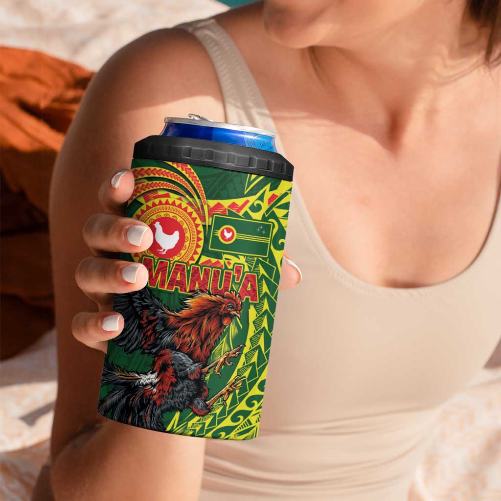 Proud of Manu'a Islands 4 in 1 Can Cooler Tumbler Rooster and Polynesian Art Wing Style LT03 - Polynesian Pride