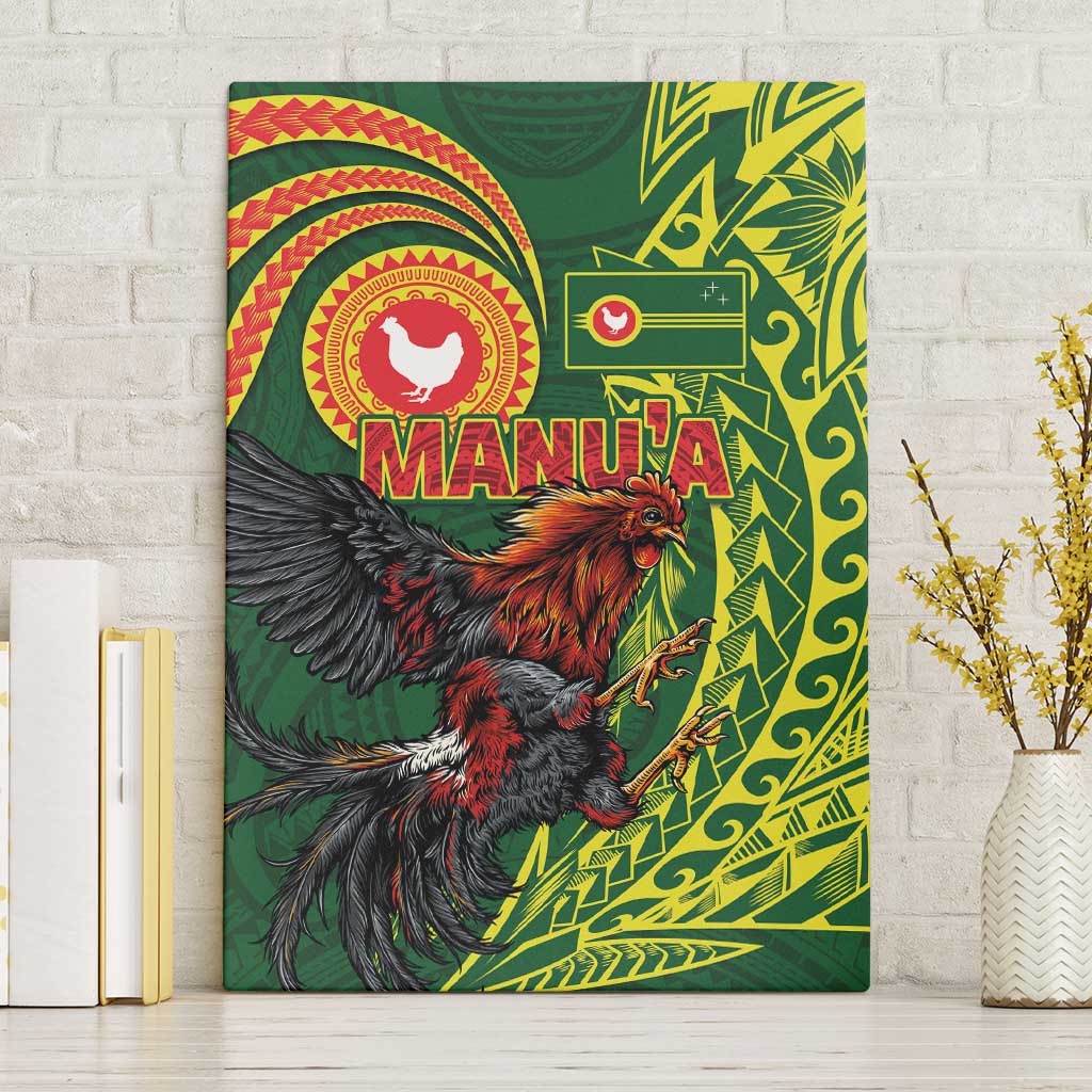 Proud of Manu'a Islands Canvas Wall Art Rooster and Polynesian Art Wing Style