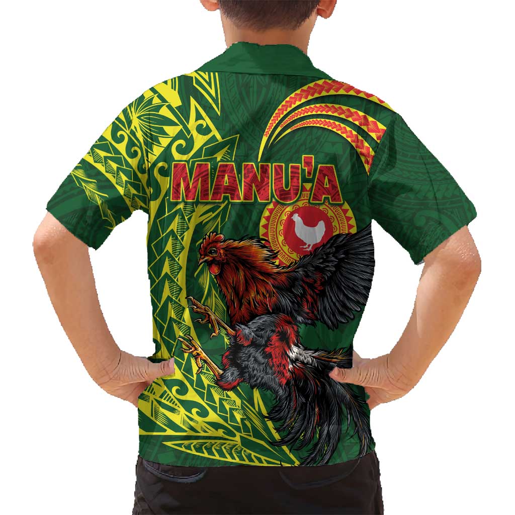 Proud of Manu'a Islands Family Matching Puletasi and Hawaiian Shirt Rooster and Polynesian Art Wing Style LT03 - Polynesian Pride