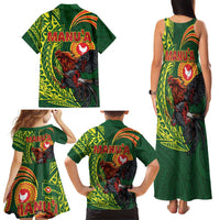 Proud of Manu'a Islands Family Matching Tank Maxi Dress and Hawaiian Shirt Rooster and Polynesian Art Wing Style