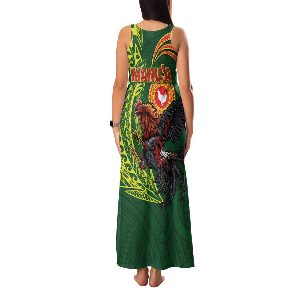 Proud of Manu'a Islands Family Matching Tank Maxi Dress and Hawaiian Shirt Rooster and Polynesian Art Wing Style