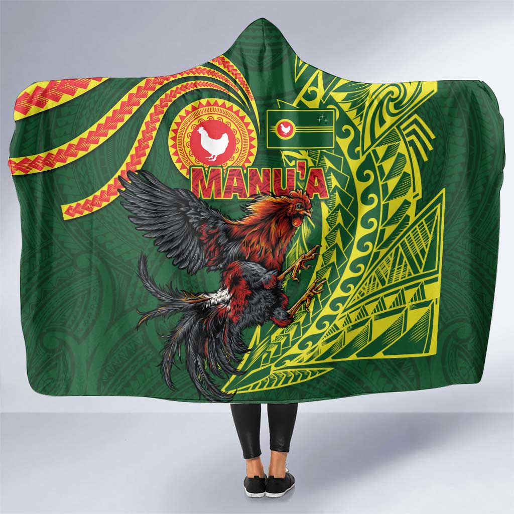 Proud of Manu'a Islands Hooded Blanket Rooster and Polynesian Art Wing Style