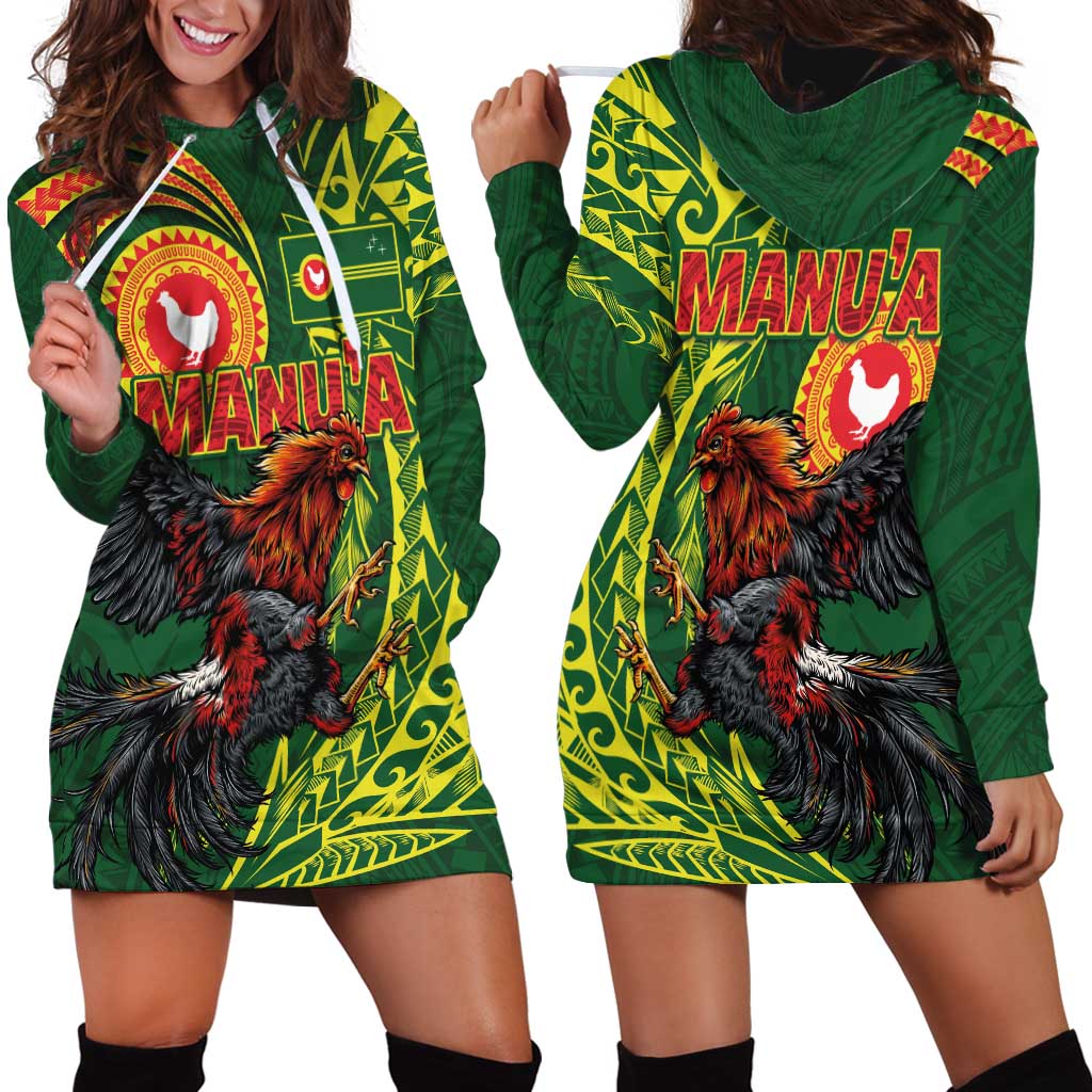 Proud of Manu'a Islands Hoodie Dress Rooster and Polynesian Art Wing Style