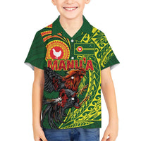 Proud of Manu'a Islands Kid Hawaiian Shirt Rooster and Polynesian Art Wing Style LT03 Kid Green - Polynesian Pride
